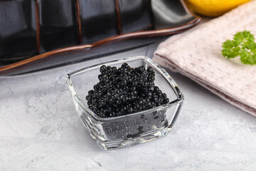 black sturgeon caviar in the bowl