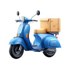  A Scooter Delivery Vehicle With A Food Or Parcel Delivery Box Mounted On The Back. The Scooter Should Appear Modern And Slightly 3D, With Smooth Gradients And Soft S