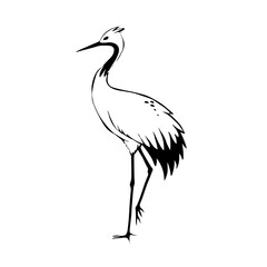 Obraz premium Crane. Crane simple black and white line art vector logo