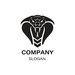 Geometric cobra head logo black cobra head logo with text company slogan abstract snake icon for esports or martial arts