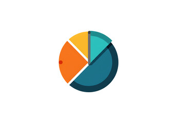Obraz premium Colorful pie chart representing data distribution with a modern design on a plain background