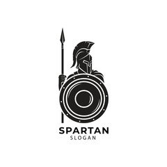 Vector art of spartan warrior with shield and spear
