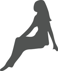 Elegant Silhouette of a Woman Sitting Gracefully with Flowing Hair, Exuding Serenity and Calmness in a Minimalist Design