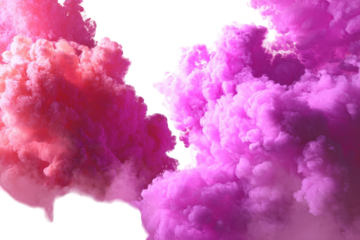 Abstract Smoke Cloud Composition in Pink and Purple Hues on Black Background with Transparency