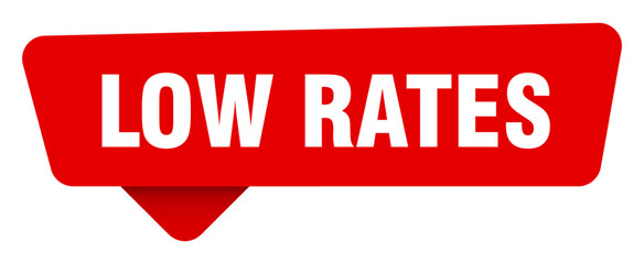 low rates red sticker isolated on transpatent background. low rates sign