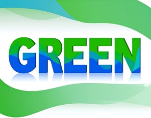Vibrant green and blue text on a flowing background