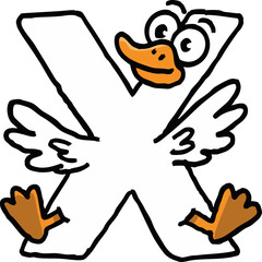 Silly goose letter cartoon character an animal alphabet for learning happy cute goose in shape of letter