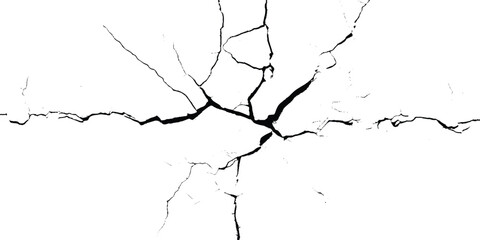 crack ground for abstract background on white background. White black grey wall, floor with cracks, texture background. 