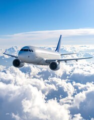 Obraz premium Airplane flying through clouds