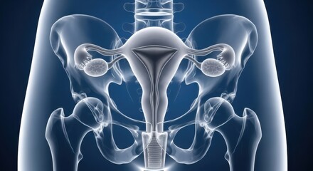 Detailed 3d anatomy of the female pelvis uterus ovaries fallopian tubes and skeletal structure