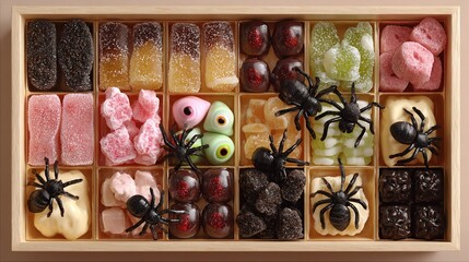Halloween themed candies with spiders