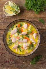 Salmon soup with cream.