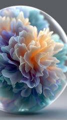 Illustration of pink and white dahlias. Soft blurred edges and soft pastel colors reveal the beauty of naturally blooming flowers in a garden.