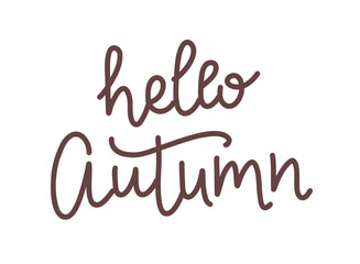Hello autumn calligraphy, cute hand written letters. Vector illustration