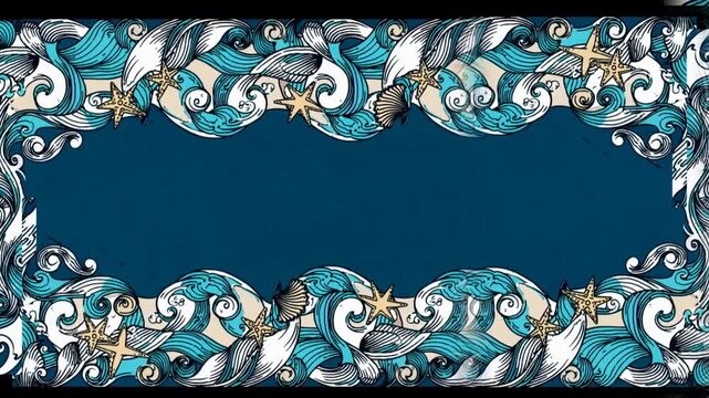 Transforming frame with floral ornaments in turquoise tones