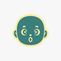 The flat design concept for the Amazement expression cartoon character.