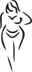 Stylized Silhouette of a Woman with Curvaceous Figure and Flowing Hair Exhibiting Artistic Minimalism and Graceful Depiction of Femininity