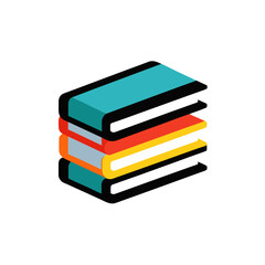 Stack of colorful books isolated on transparent background