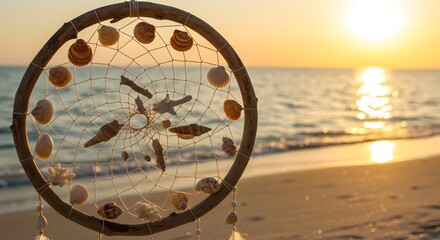 Dreamcatcher Decor by the Shore Coastal Charm at Sunset