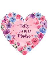 Happy Mother's Day Floral Heart Card With Butterflies and Flowers