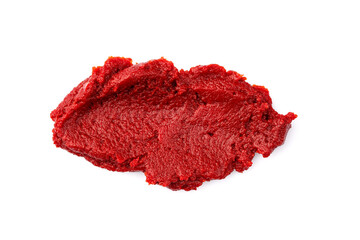 Fototapeta premium Tomato or pepper paste or puree prepared to add flavor to dishes on a white background