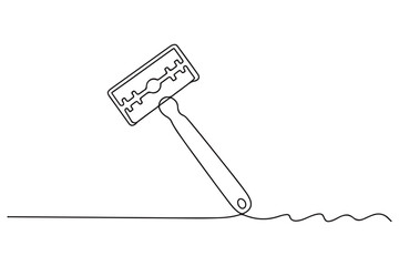 Continuous one line razor hand drawn picture silhouette. Line art cutting blade razor. one line Icon drawing with white background
