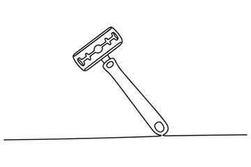 Continuous one line razor hand drawn picture silhouette. Line art cutting blade razor. one line Icon drawing with white background