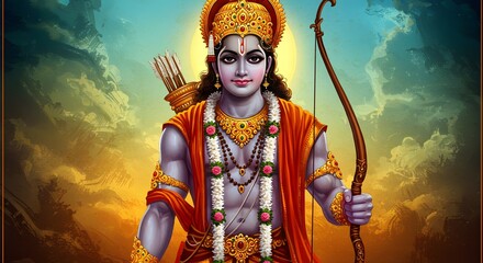 Lord Rama A Divine Depiction - Symbol of Virtue, Righteousness, and Courage in Indian Mythology