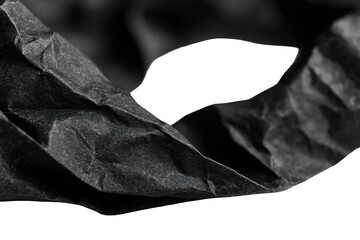 Abstract Black Paper Texture with Leaf Shape Hole on Transparent Background