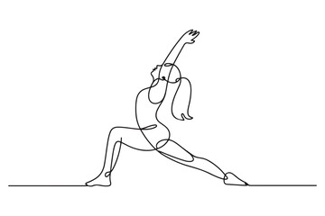 Yoga girl continuous one line drawing minimalist design. Single line drawing of woman in yoga pose exercise. one line Icon drawing with white background