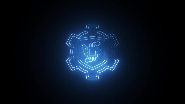 Glowing Neon Immune System Icon Isolated on Black Background. HD Video Motion Graphic Animation