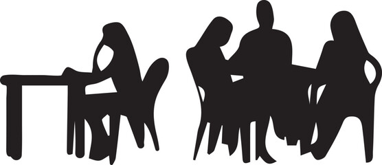 Silhouette Figures Engaged in Meetings A Glimpse into Collaborative Discussions and Interactions Depicted through Shadowy Forms Suggesting Depth and Focus