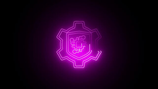 Glowing Neon Immune System Icon Isolated on Black Background. HD Video Motion Graphic Animation