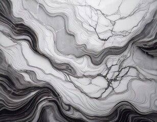 Monochrome Abstract: Fluid Lines and Marble Veins Creating a Dynamic and Textured Visual Experience.