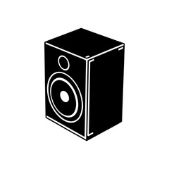 Obraz premium Illustration of a black audio speaker box on transparent background silhouette
