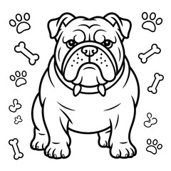 Fototapeta premium Bulldog Coloring Page Printable | Cute Dog Line Art for Kids