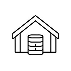 Database inside a house icon