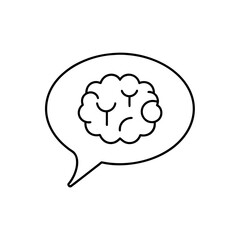 Brain inside of a speech bubble