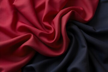 Obraz premium Vibrant red and navy fabric with flowing folds for textile design