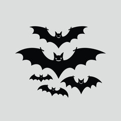 Fototapeta premium Minimalist cartoon illustration vector bat pack scalable eps icon for halloween and spooky themed designs silhouette White background