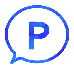 青い星空｜シンプルなPマークの吹き出し