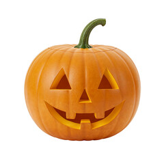 Jack o lantern pumpkin glowing with spooky face for halloween celebration isolated on transparent background