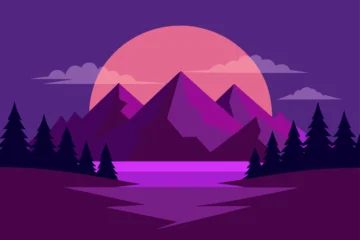 Fototapeten Violett A landscape with mountains and a sunset  © Borsa