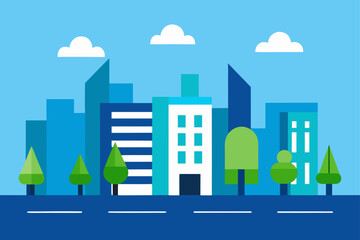 Obraz premium Cityscape illustration with blue tones