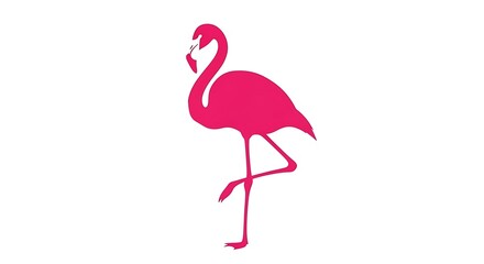 Vibrant Pink Flamingo Silhouette Standing Tall on One Leg.