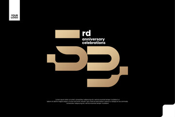 53rd Anniversary Gold Logo, Number 53 Badge Vector for Corporate Celebration
