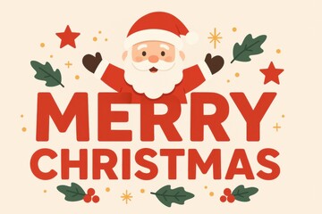Fototapeta premium Festive Santa Claus Christmas Greeting with Holiday Decorations.