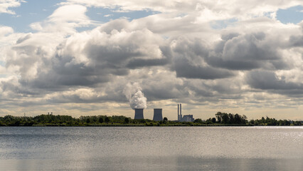 Power Plant Smoke Billows Against