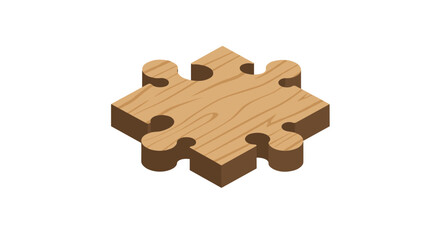 Fototapeta premium Isometric wooden puzzle piece on white background for conceptual design