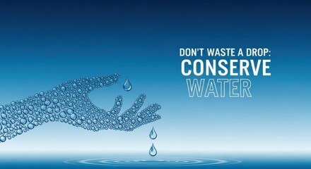 Symbolic image promoting saving water and the importance of water saving